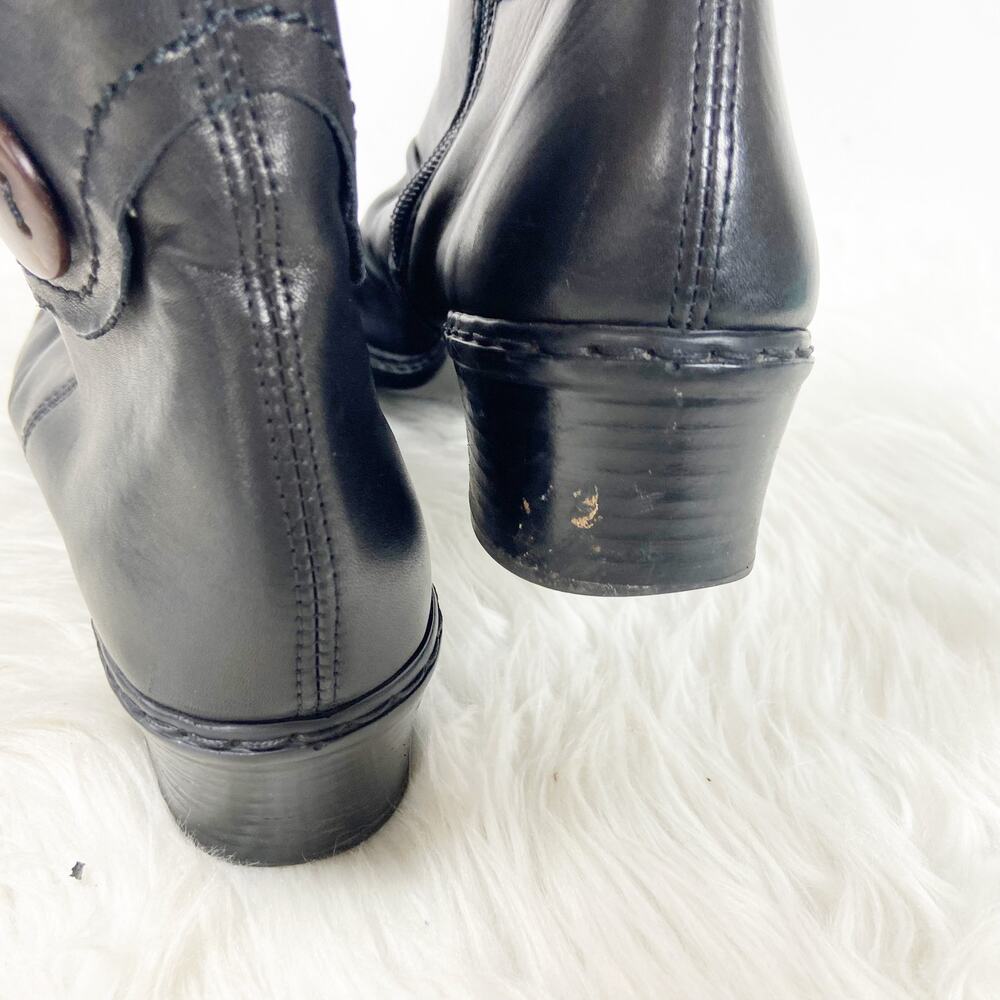Rieker 41 EU 9 US Womens Black Leather Square Toe Ankle Booties - Picture 4 of 10